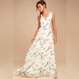 Romantic Possibilities White Floral Print Maxi Dress - Lulu's XL formal dress